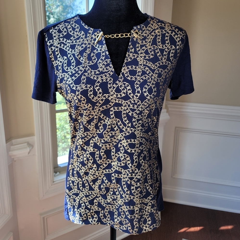 Michael Kors short sleeve chain link top